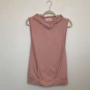 Kittenish Sleeveless Hoodie Active Top Dusty Pink Size Small